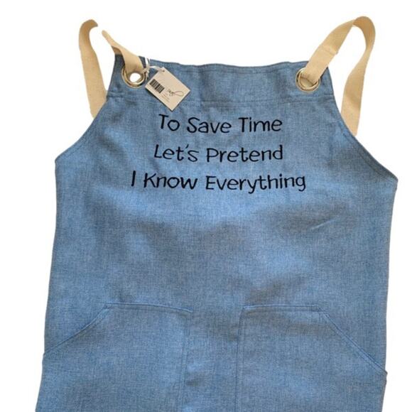 Manual Woodworkers Weavers Apron Blue I Know Everything Apron One Size NEW - Picture 7 of 10